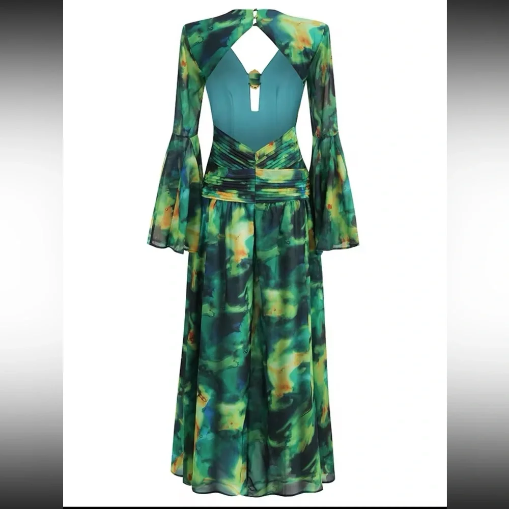 Incredible open back multi color chiffon maxi dress - Picture 4 of 11